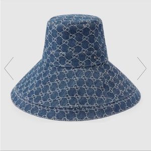 Gucci Washed Denim Wide Brim Hat